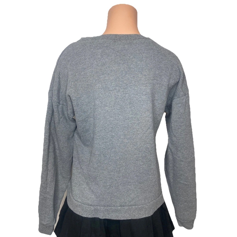 Disney Minnie Mouse Big Face Sweatshirt Womens Small Gray Glasses Polka Dots M - Picture 2 of 10